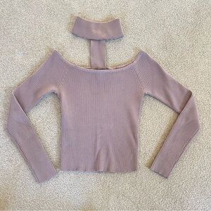 Missguided Petite Purple Ribbed Choker Neck Cropped Sweater - petite size 4